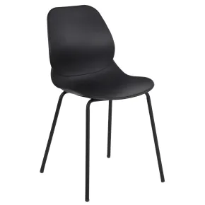 Sedia Cucina Moderna in Plastica Nero con Gambe in Metallo Nero