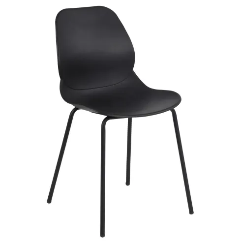 Sedia Cucina Moderna in Plastica Nero con Gambe in Metallo Nero