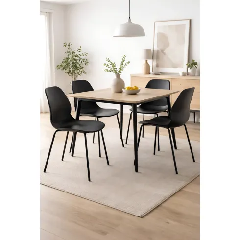 Sedia Cucina Moderna in Plastica Nero con Gambe in Metallo Nero