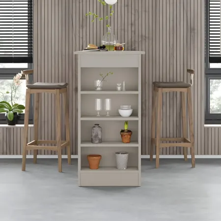 Penisola Cucina Alta 117x54 cm Tavolo Snack Beige Ripiani Salvaspazio