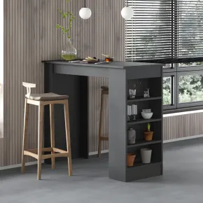 Penisola Cucina Alta 117x54 Tavolo Snack Antracite Ripiani Salvaspazio 2