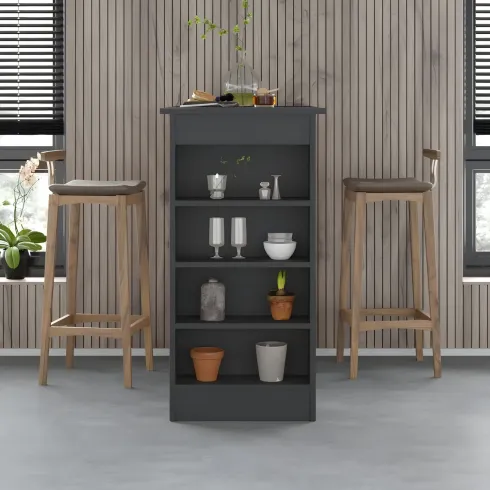 Penisola Cucina Alta 117x54 Tavolo Snack Antracite Ripiani Salvaspazio