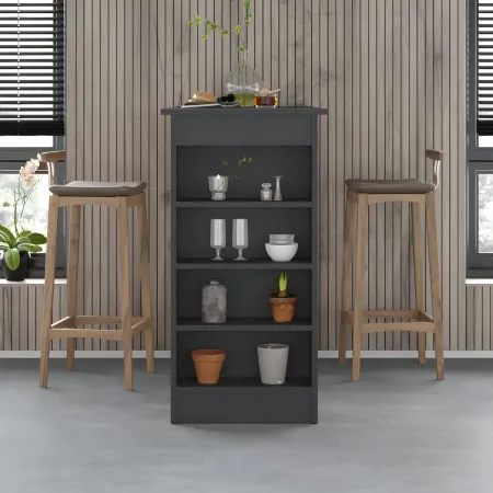 Penisola Cucina Alta 117x54 Tavolo Snack Antracite Ripiani Salvaspazio
