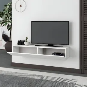 Mobile Porta TV Sospeso Bianco con Ante a Ribalta Moderno Salvaspazio 2