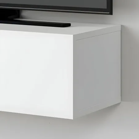 Mobile Porta TV Sospeso Bianco con Ante a Ribalta Moderno Salvaspazio