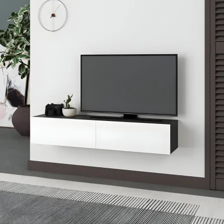 Mobile Porta TV Sospeso Bianco Antracite con Ante a Ribalta Salvaspazio
