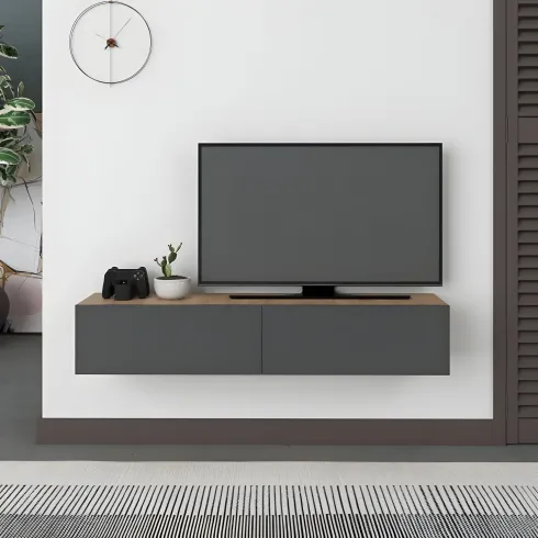 Mobile Porta TV Sospeso Rovere Antracite Ante a Ribalta Salvaspazio