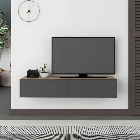 Mobile Porta TV Sospeso Rovere Antracite Ante a Ribalta Salvaspazio