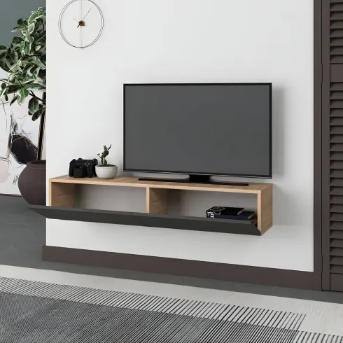 Mobile Porta TV Sospeso Rovere Antracite Ante a Ribalta Salvaspazio