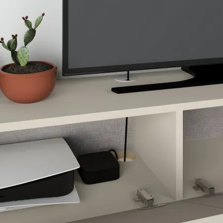 Mobile Porta TV Sospeso Beige con Ante a Ribalta Salvaspazio Moderno