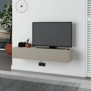 Mobile Porta TV Sospeso Beige con Ante a Ribalta Salvaspazio Moderno