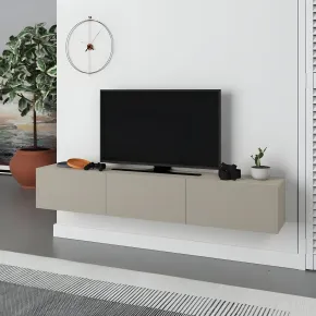 Mobile Porta TV Sospeso 180 cm Beige con Ante a Ribalta Salvaspazio