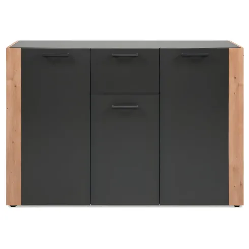 Madia Soggiorno Moderna 3 Ante 1 Cassetto Credenza Rovere Antracite