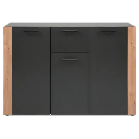 Madia Soggiorno Moderna 3 Ante 1 Cassetto Credenza Rovere Antracite