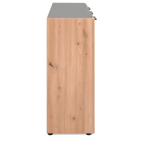 Madia Soggiorno Moderna 3 Ante 1 Cassetto Credenza Rovere Antracite