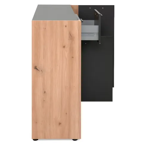 Madia Soggiorno Moderna 3 Ante 1 Cassetto Credenza Rovere Antracite