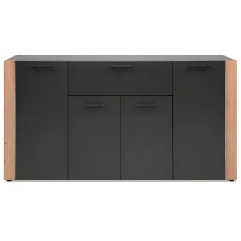 Madia Soggiorno Moderna 4 Ante 1 Cassetto Credenza Rovere Antracite