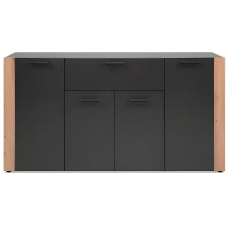 Madia Soggiorno Moderna 4 Ante 1 Cassetto Credenza Rovere Antracite