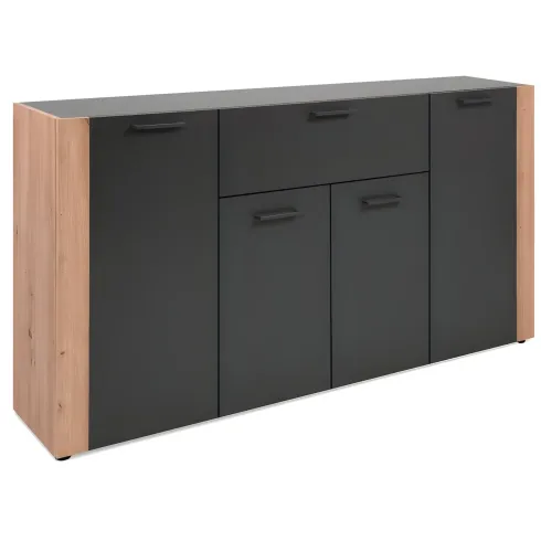Madia Soggiorno Moderna 4 Ante 1 Cassetto Credenza Rovere Antracite