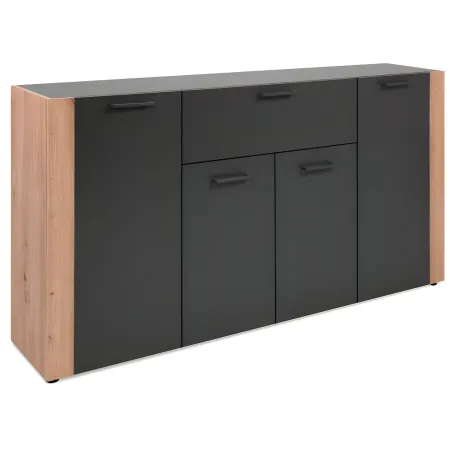 Madia Soggiorno Moderna 4 Ante 1 Cassetto Credenza Rovere Antracite