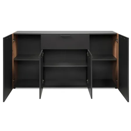 Madia Soggiorno Moderna 4 Ante 1 Cassetto Credenza Rovere Antracite