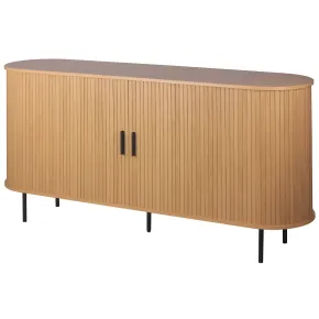 Madia Soggiorno Moderna 160 cm 2 Ante Scorrevoli Listellate Rovere MDF