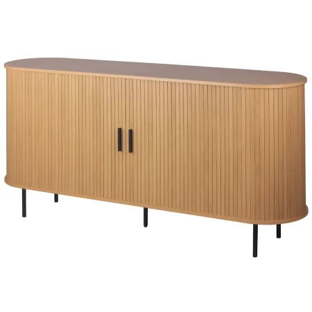 Madia Soggiorno Moderna 160 cm 2 Ante Scorrevoli Listellate Rovere MDF