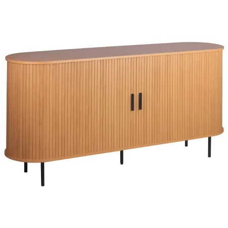 Madia Soggiorno Moderna 160 cm 2 Ante Scorrevoli Listellate Rovere MDF