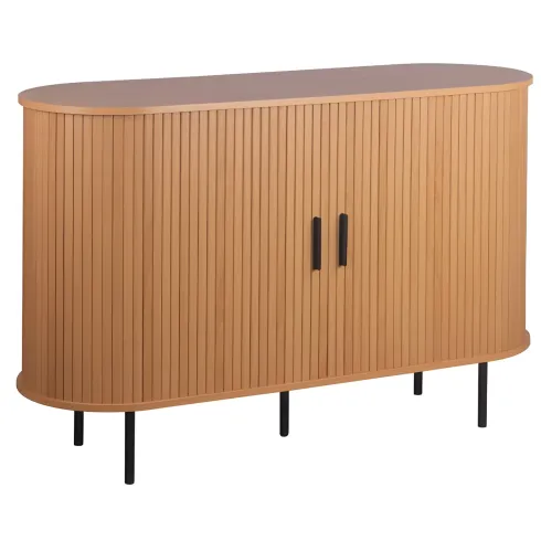 Madia Soggiorno Moderna 120 cm 2 Ante Scorrevoli Listellate Rovere MDF