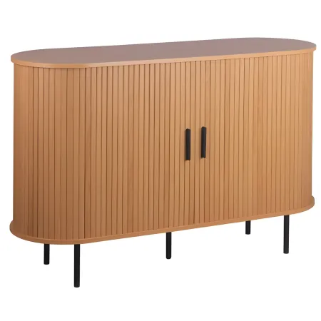 Madia Soggiorno Moderna 120 cm 2 Ante Scorrevoli Listellate Rovere MDF