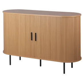 Madia Soggiorno Moderna 120 cm 2 Ante Scorrevoli Listellate Rovere MDF