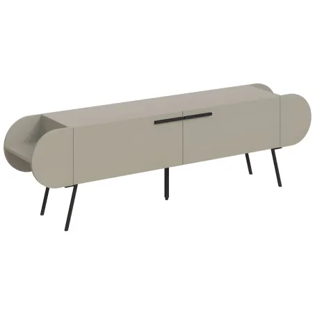 Mobile Porta TV 2 Ante a Ribalta Beige Moderno Vani a Giorno Laterali