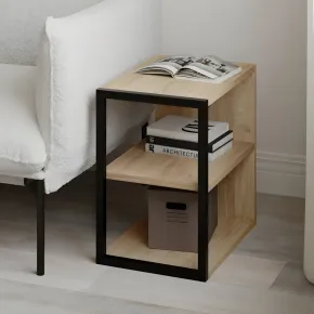 Tavolino da Caffè Salotto Moderno Basso con 1 Ripiano Rovere Nero 2