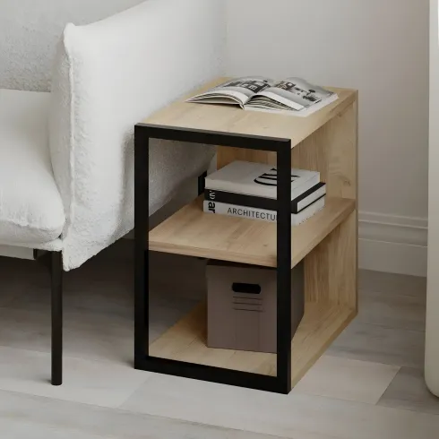 Tavolino da Caffè Salotto Moderno Basso con 1 Ripiano Rovere Nero