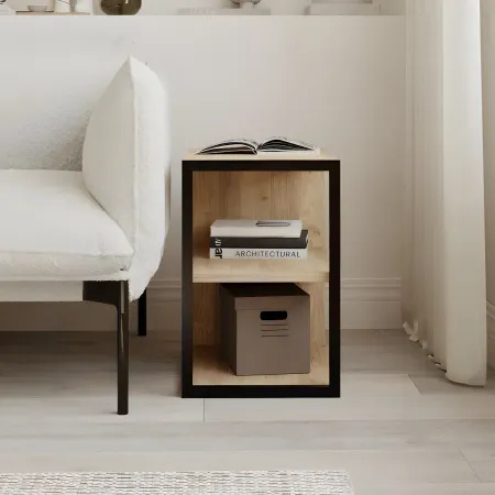 Tavolino da Caffè Salotto Moderno Basso con 1 Ripiano Rovere Nero