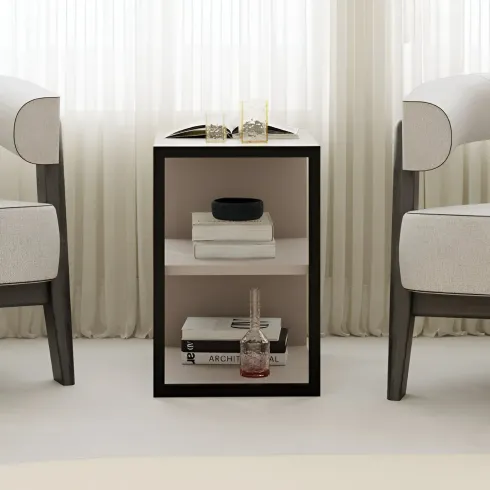 Tavolino da Caffè Salotto Moderno Basso con 1 Ripiano Rovere Nero