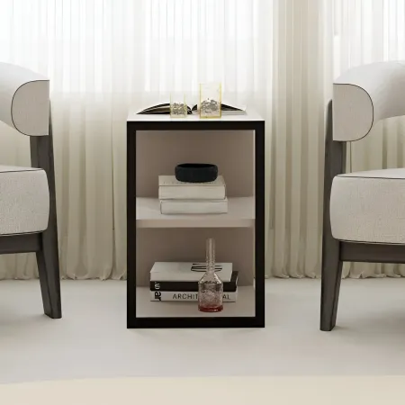 Tavolino da Caffè Salotto Moderno Basso con 1 Ripiano Rovere Nero