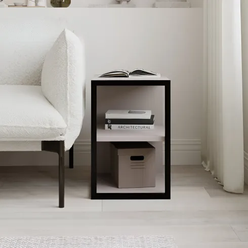 Tavolino da Caffè Salotto Moderno Basso con 1 Ripiano Rovere Nero