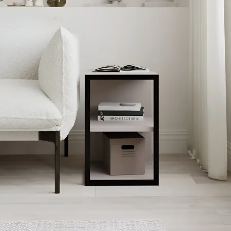 Tavolino da Caffè Salotto Moderno Basso con 1 Ripiano Rovere Nero