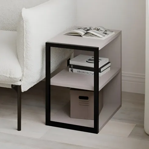 Tavolino da Caffè Salotto Moderno Basso con 1 Ripiano Rovere Nero