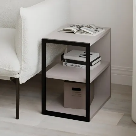Tavolino da Caffè Salotto Moderno Basso con 1 Ripiano Rovere Nero