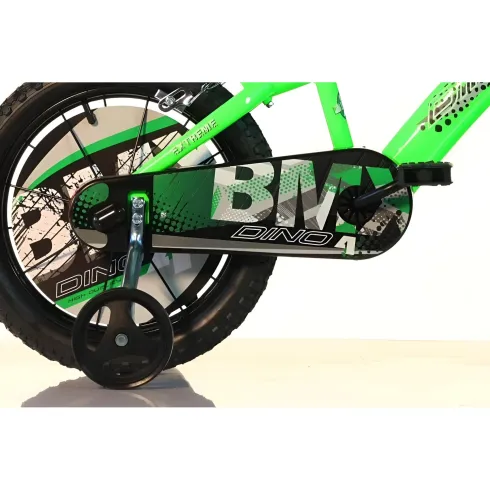Bicicletta 16 Pollici BMX 4 5 6 7 Anni da Bambino Rotelle Nero Verde
