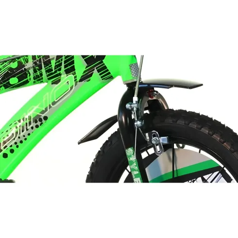 Bicicletta 16 Pollici BMX 4 5 6 7 Anni da Bambino Rotelle Nero Verde