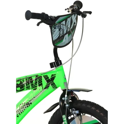 Bicicletta 16 Pollici BMX 4 5 6 7 Anni da Bambino Rotelle Nero Verde