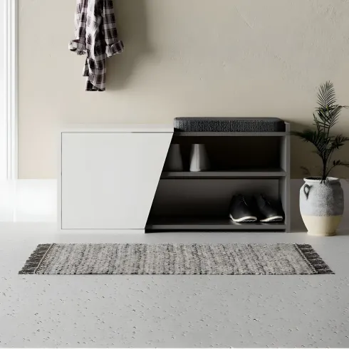 Panca Scarpiera Ingresso Seduta Imbottita Bianco Antracite Salvaspazio