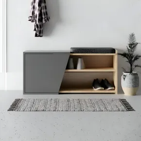 Panca Scarpiera Ingresso Seduta Imbottita Rovere Antracite Salvaspazio 2