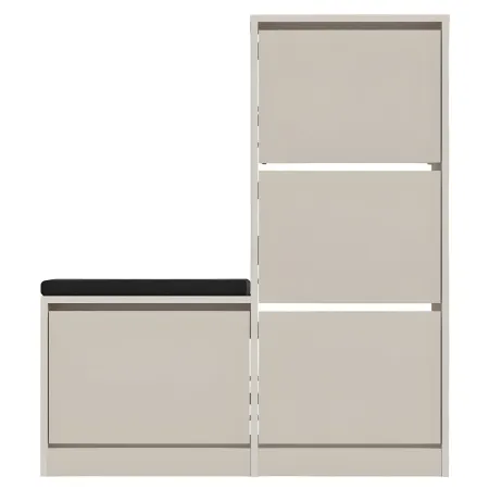 Scarpiera Salvaspazio Ingresso 4 Ante Ribalta Panca Imbottita Beige