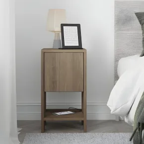 Comodino Camera da Letto Anta a Ribalta Salvaspazio Effetto Noce 2