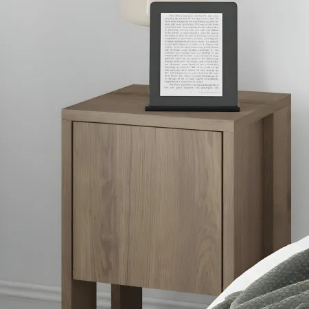 Comodino Camera da Letto Anta a Ribalta Salvaspazio Effetto Noce