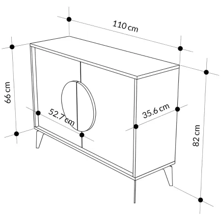 Madia Soggiorno Moderna 110 cm Bianco Nero Effetto Marmo Piedini